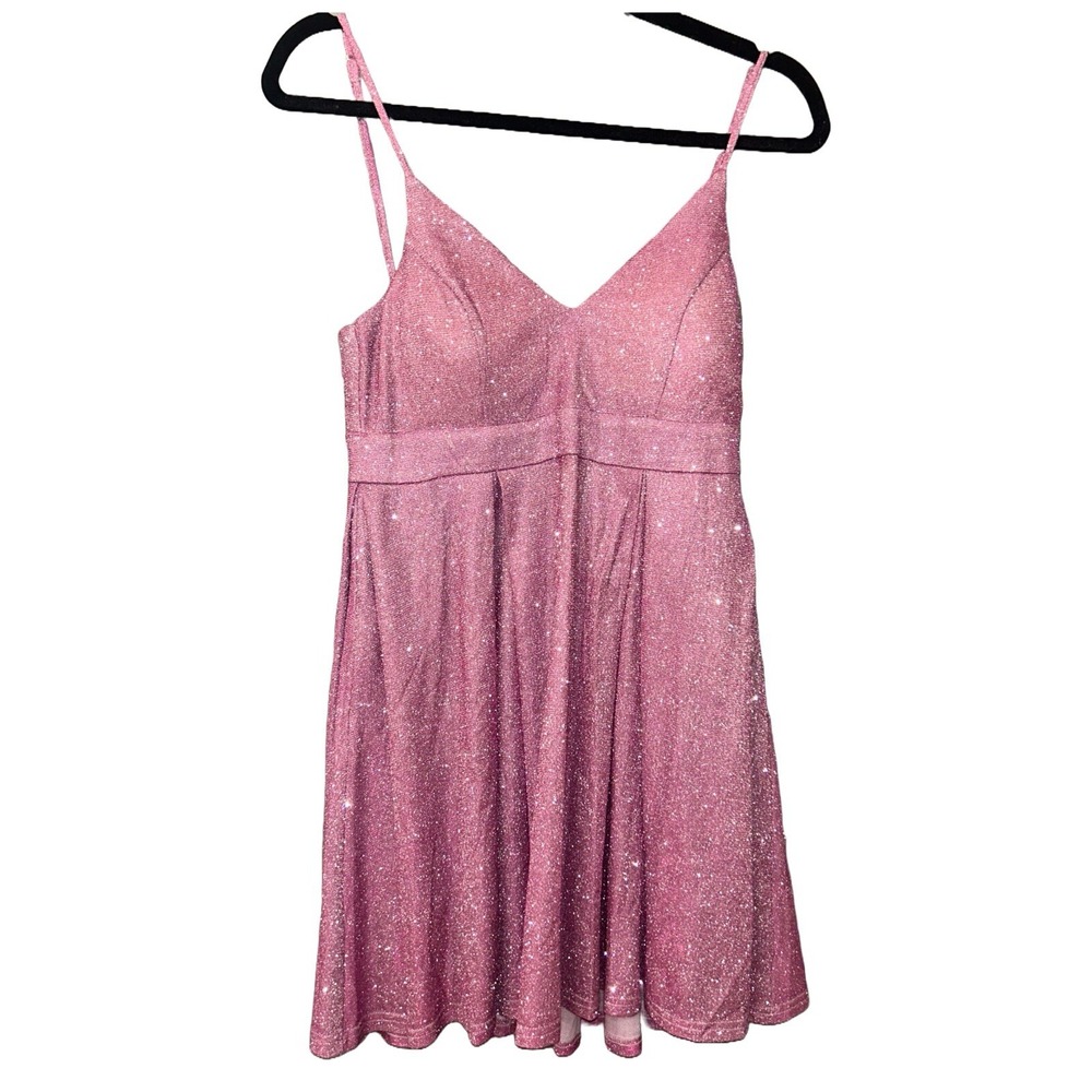 Haute Monde pink & lavender‎ glitter sparkle mini dress size small
